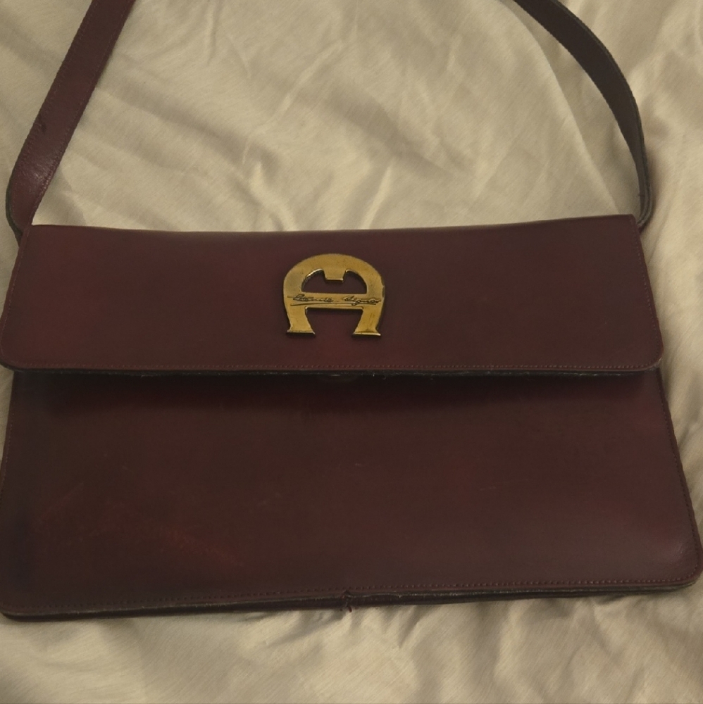 Etienne Aigner Burgundy Crossbody with Gold Logo
